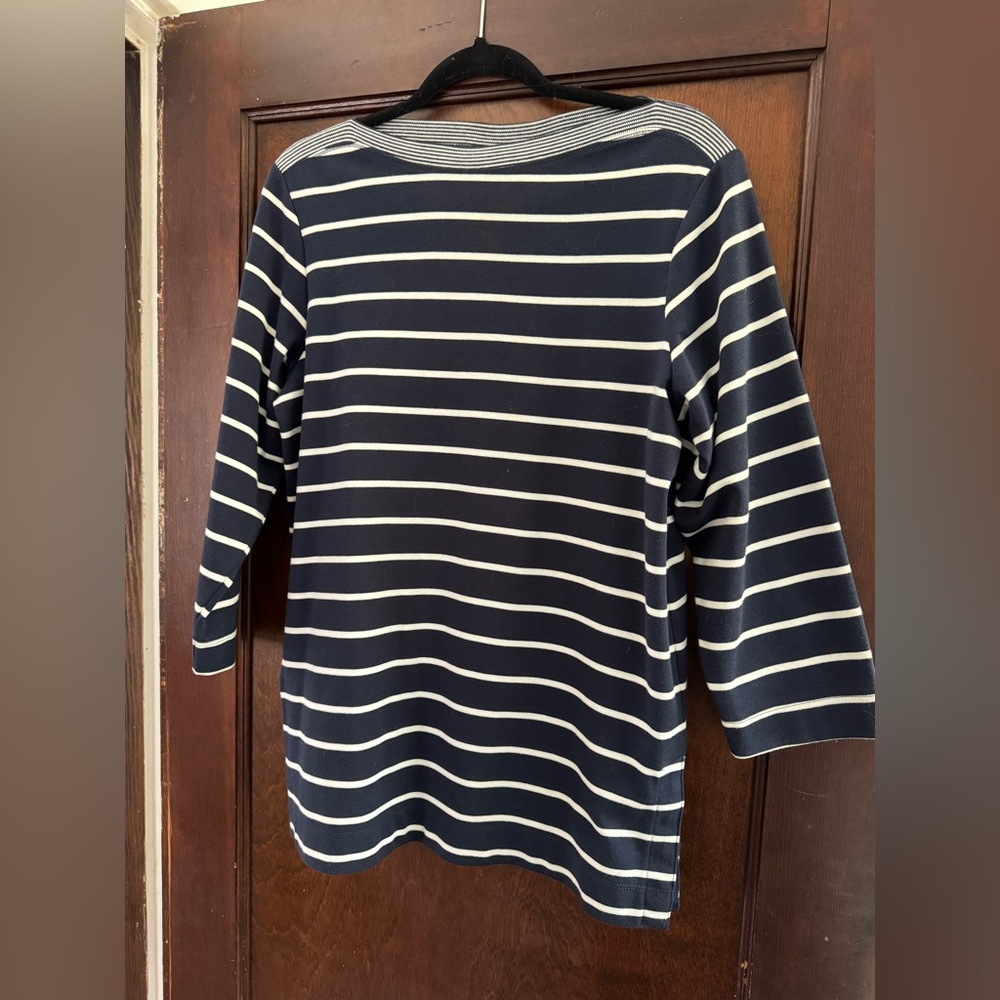 Vtg Catalina Navy Blue Striped Shirt, S, Old Money Coastal Fisherman Nautical